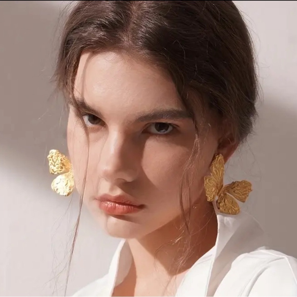 Gold Butterfly Statement Earrings